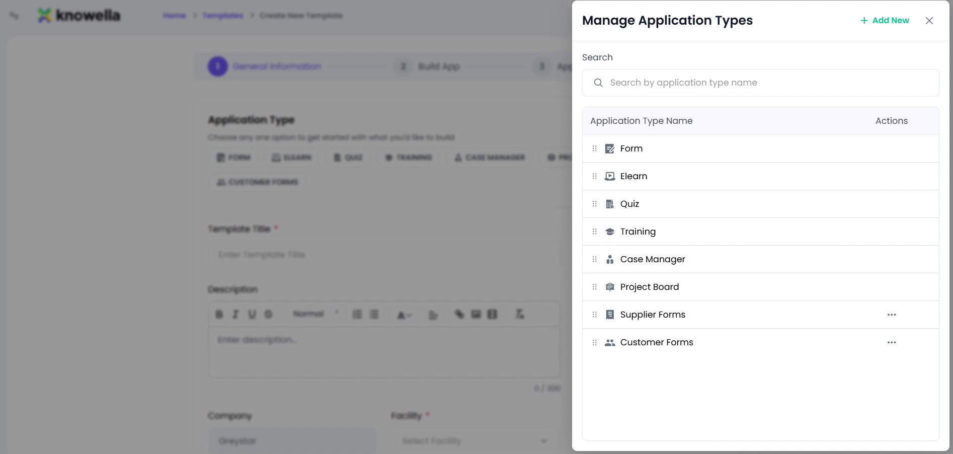 Pick or create an application type