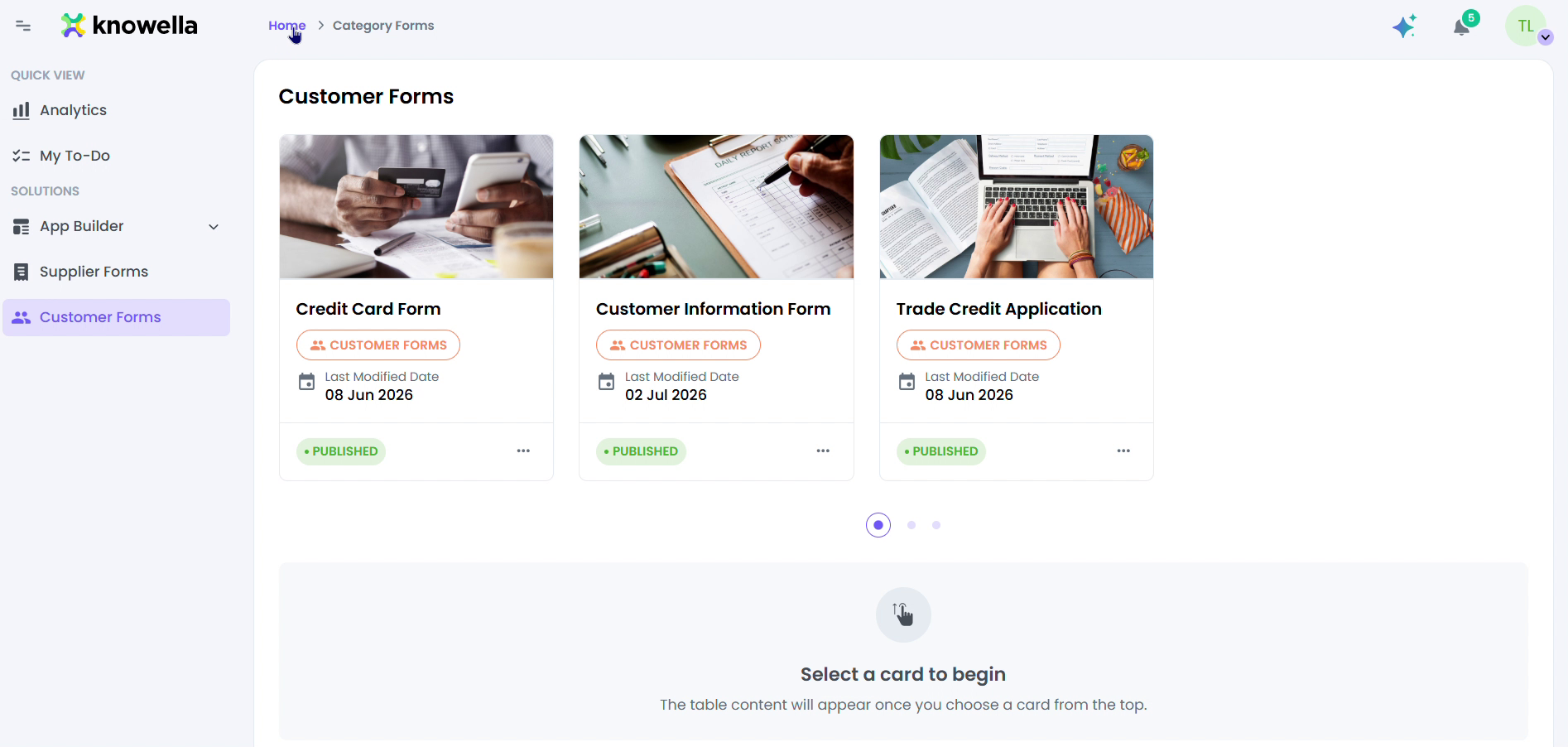 Customer forms